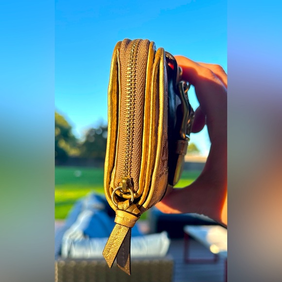 Coach Metallic Gold Signature Patchwork Bifold Wallet - Picture 3 of 16